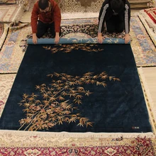 YILONG 6'x9' Павлин зеленый цвет бамбуковый дизайн ковер художественное украшение ручной работы китайский шелковый ковер