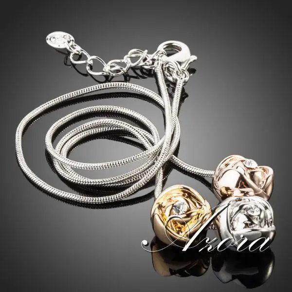 AZORA бренд дизайн белое золото цвет Stellux Австрийский Кристалл 3 шт. розы кулон ожерелье TN0071