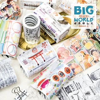 

1pc Moking Second-quarter Big World 9 cm Paper Masking Tape Decoration Stationery Washi Tape School Office Supplies