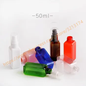 

50ml pretty colors square PET mini/samples bottle with plastic pump.lotion/hand wash/Shampoo/moisturizer/facial water PET bottle