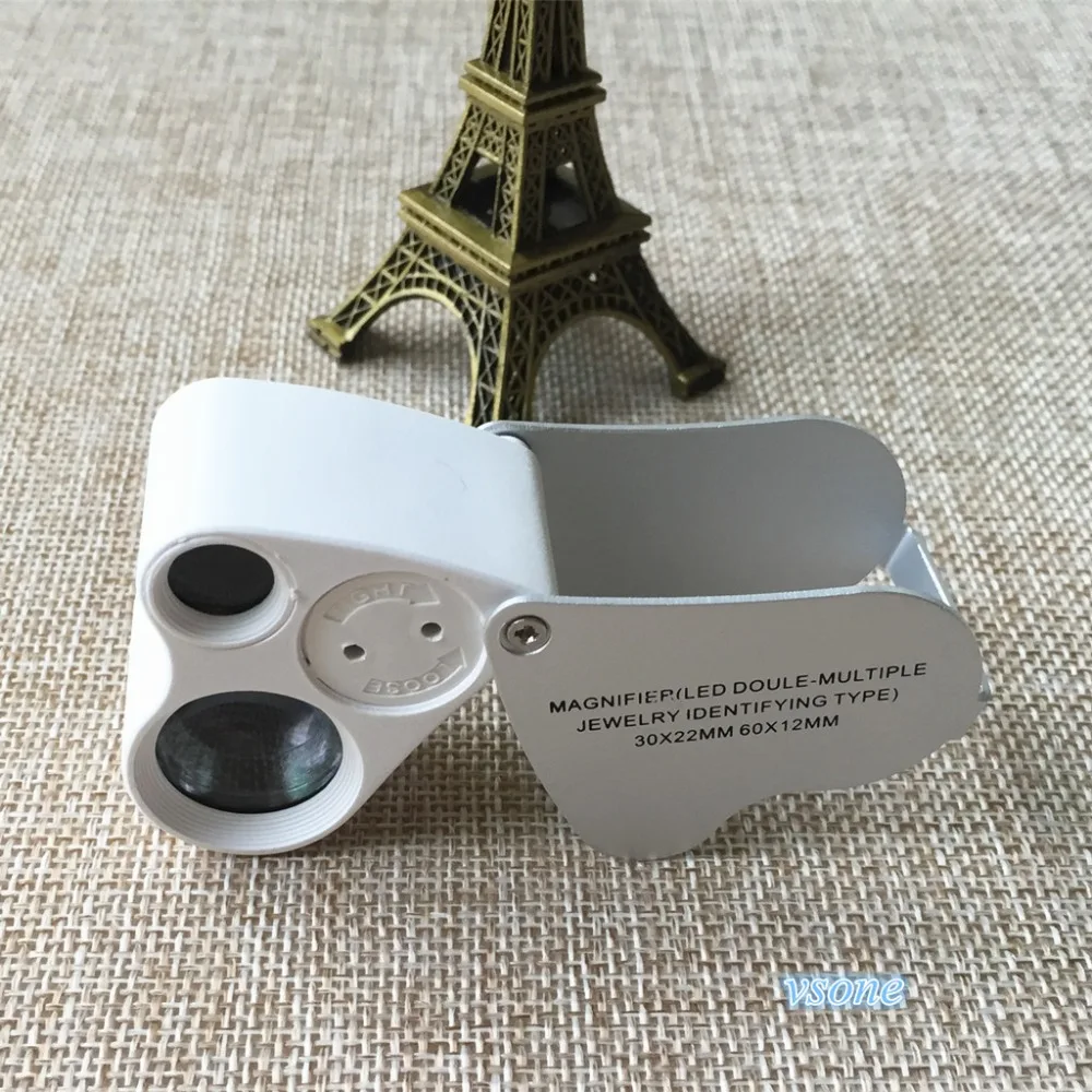 

2 pcs 30X & 60X double lens Triplet Loupe Jewelry Portable Mini Eye Magnifier