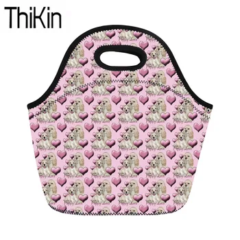 

THIKIN Women Portable Picnic Lunch Bags for Kids Cocker Spaniel Printing Thermal Cooler Lunch Box Bag Girls Food Fruit Storage