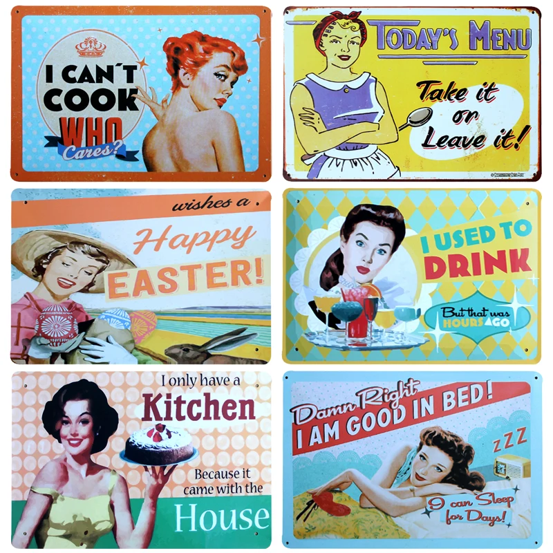 

[inFour+] Hot Beauty Food Home Bar Store Metal Signs Home Decor Vintage Tin Signs Pub Vintage Decorative Plates Metal Wall Art