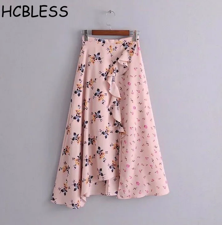 HCBLESS летняя новая женская юбка с разрезом в виде листьев лотоса дикая юбка