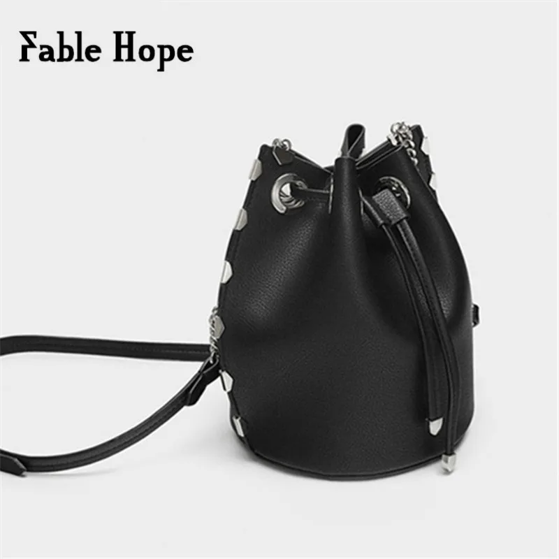 

Casual Women Drawstring Bucket Bags Metal Decor Leather Crossbody Shoulder Bags Bolsos Mujer Messenger Bag Ladies Beach Bag