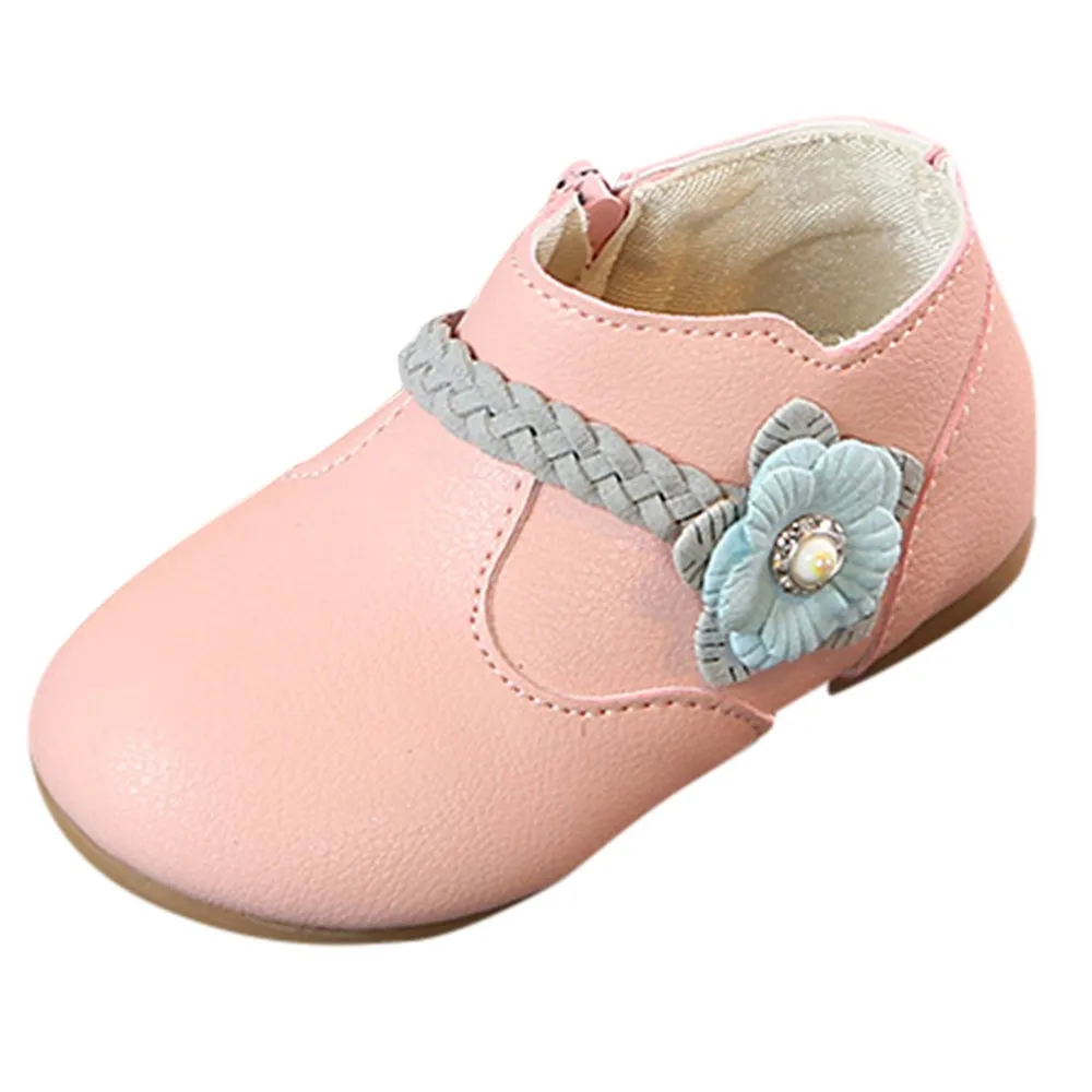 

Children Kid Girls Solid Flower Weave Princess Zip Student Boots Casual Shoes girls boots autumn children's boots