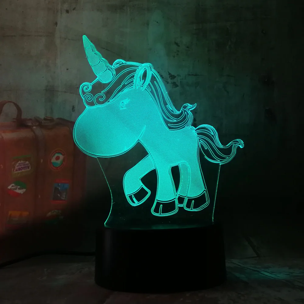 

New Romantic Cute Unicorn 3D LED 7 Color Change Table Lamp Night Light Bedroon Decor Novelty Lustre Holiday Girlfriend Kids Gift