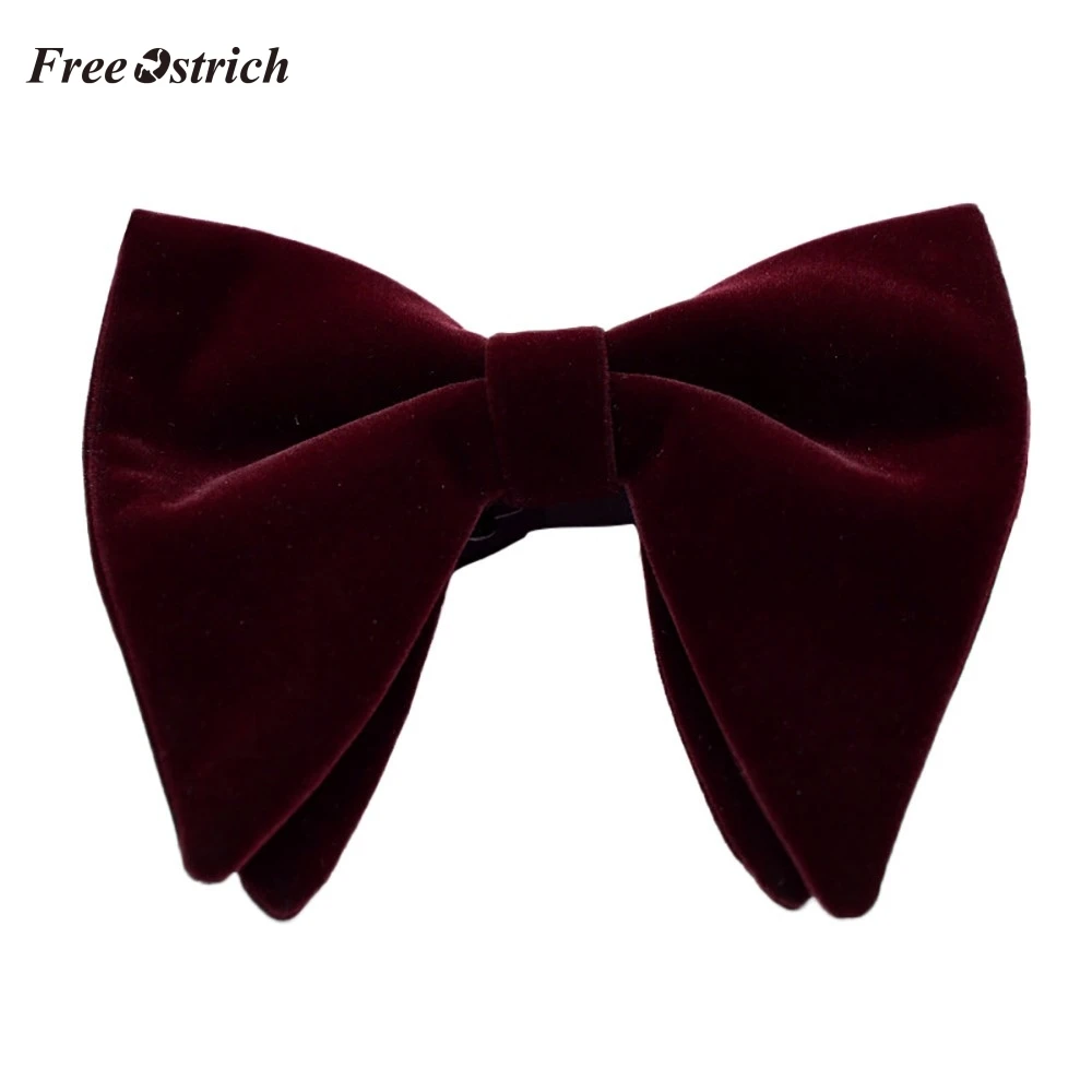 

Free Ostrich Fashion Double Velvet Bow Tie Bowtie Neckties For Men Wedding Party Suits Gravata Solid Doble Lazo De Terciopelo