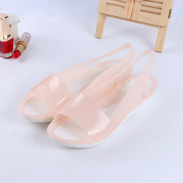Rainbow Jelly Shoes Woman Flats Sandalias Women Sandals Summer New Candy Color Peep Toe Stappy Beach Valentine Mujer Slippers