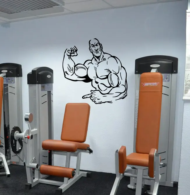 High Quality Gym Man Body-Builder Fitness Wall Sticker Sport Kids Room Children Stylish Art Decals | Дом и сад