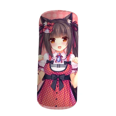 Новые с рисунком аниме Неко Para Колонка Подушки для шеи coussin кровать украшения подарок - Цвет: Черный
