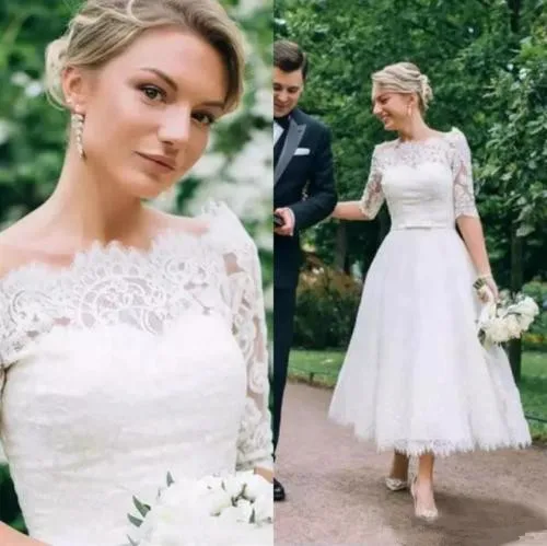 Элегантное короткое свадебное платье-трапеция Vestido de Noiva 2021 женское кружевное