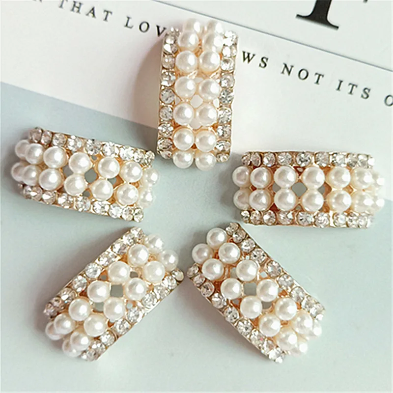 10 pcs/lot 11mm*22mm Arch Rhinestone Rabbit Buttons for Craft Wedding Invitation Card DIY Girl Hair Bowknot Metal Buttons
