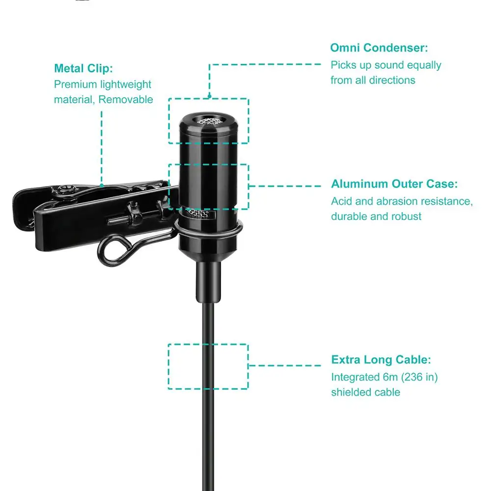 KIMAFUN мини петличный микрофон 6 м клип на воротник конденсаторный микрофон Handsfree с отворотом микрофон для ПК iphone Android DSLR камера