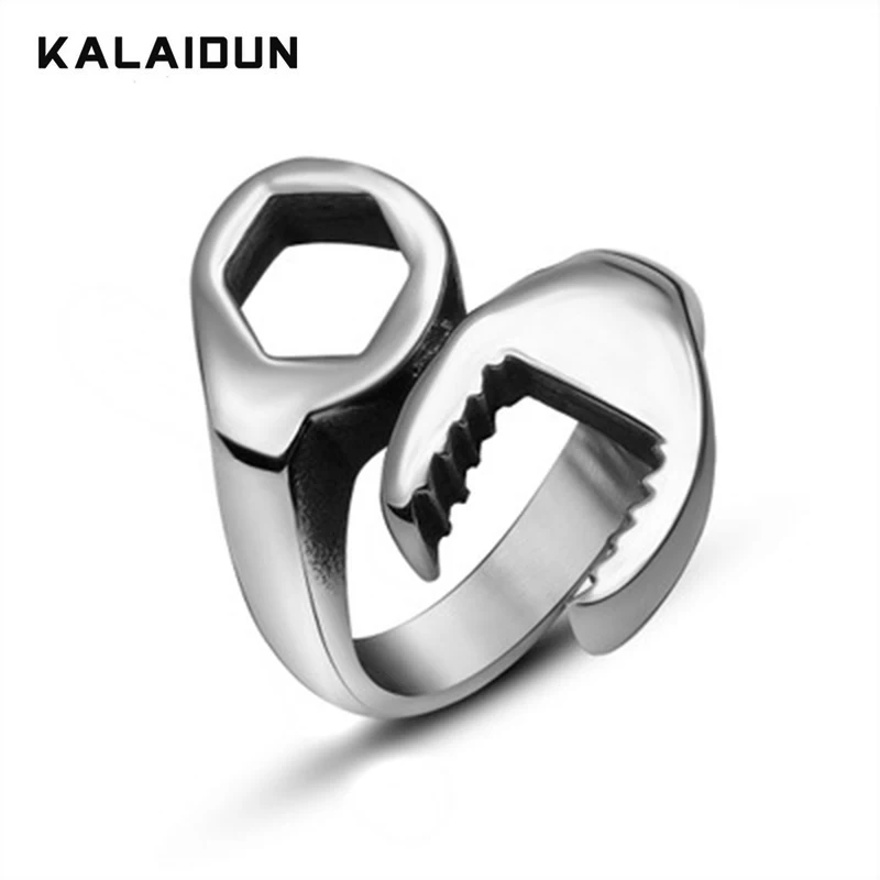 

KALAIDUN Wrench Stainless Steel Plate Hand Ring Punk Wrench Tool Forefinger Ring No:8 - No:12 Multi-purpose Portable Hand Tool