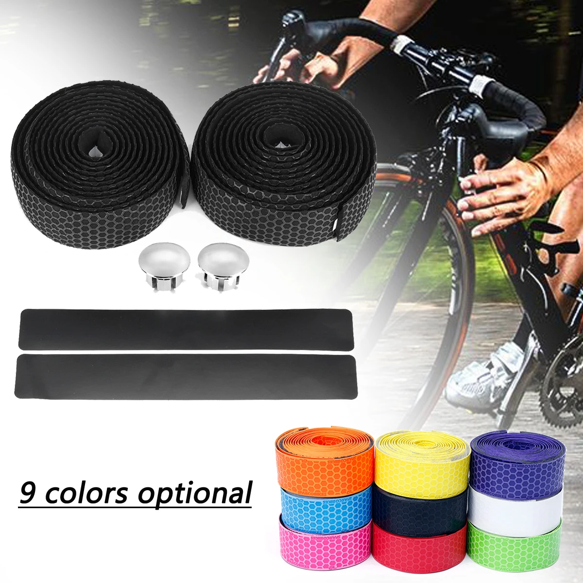 

Cycling Handle Belt Bicycle Handlebar Tape Road Bike Handlebar Tape Sports Cork Wrap Ribbon Tape & Bar Plug