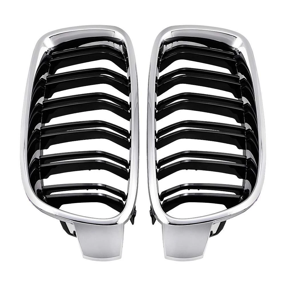 

Front Kidney Grille Grill For 2012-2017 F30 320i 328i 335i 4-Door (Double Line, Glossy Black Chrome)