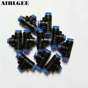 

10Pcs Pneumatic Tee Shape 6mm to 4mm One Touch Quick Fittings Coupler