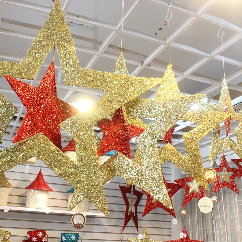 New Year Christmas Pentacle Laser Star Lampshade Bar Ceiling