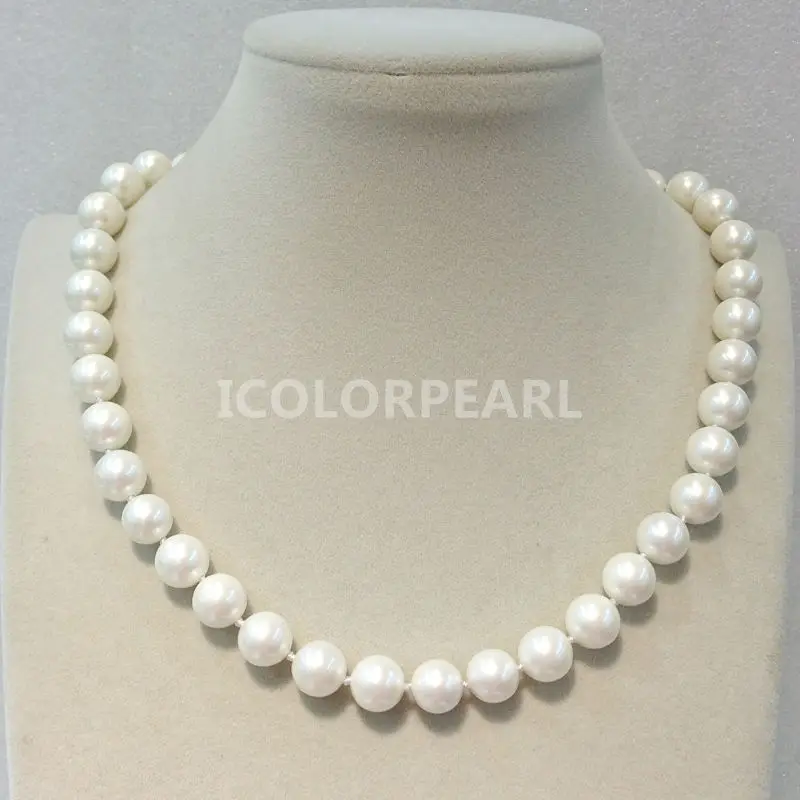 

WEICOLOR 10-12mm Round Mother Pearl Necklaces, Very Nice Jewelry For Parties!