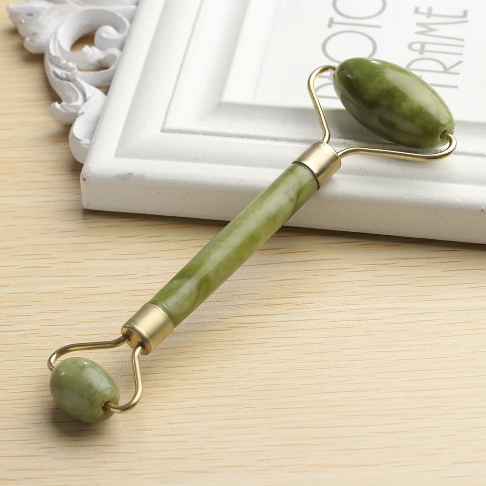 

1 PC Double Head Green Jade Roller Massager Eye Face Neck Facial Relax Health Care Soft Slimming Tool