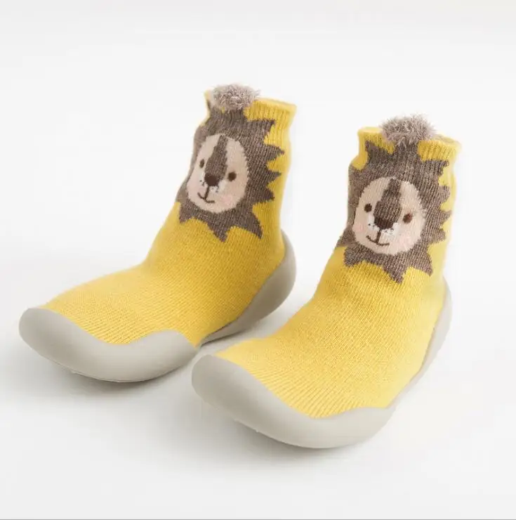 Г. Обувь для малышей детская обувь с тигром, оленем, котом Нескользящие хлопковые носки с мягкой подошвой детские тапочки животные tTZ05 - Цвет: yellow lion tz05