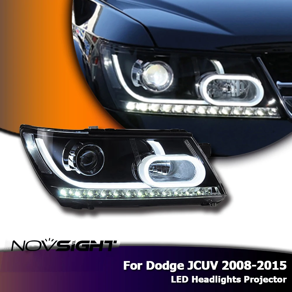 

NOVSIGHT New 2pcs/set 35W Auto Car LED Headlights Assembly Projector Headlamp DRL Fog Light For Dodge JCUV 2008-2015