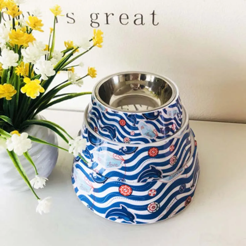 Cute Cartoon Animals Floral Printed Pet Dog Bowls High Quality