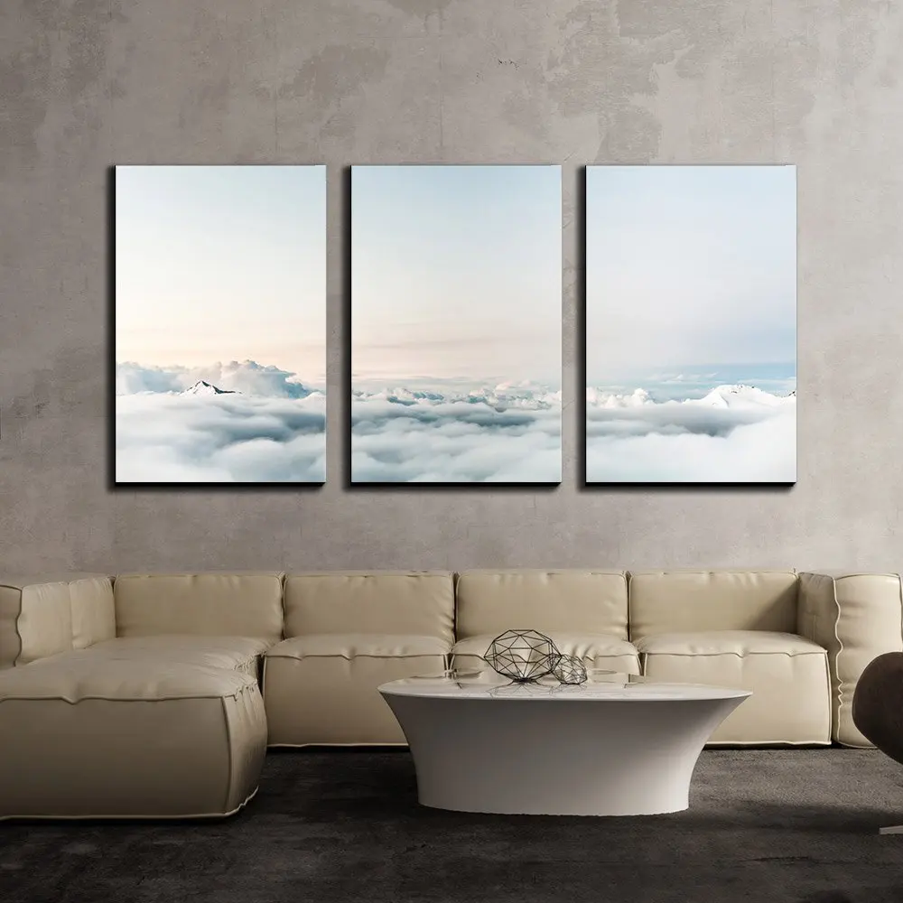 3 Piece Canvas Wall Art Spectacular Nature Scenery with Seas of Cloud Modern Home Decor Stretched and No Framed Panels | Дом и сад