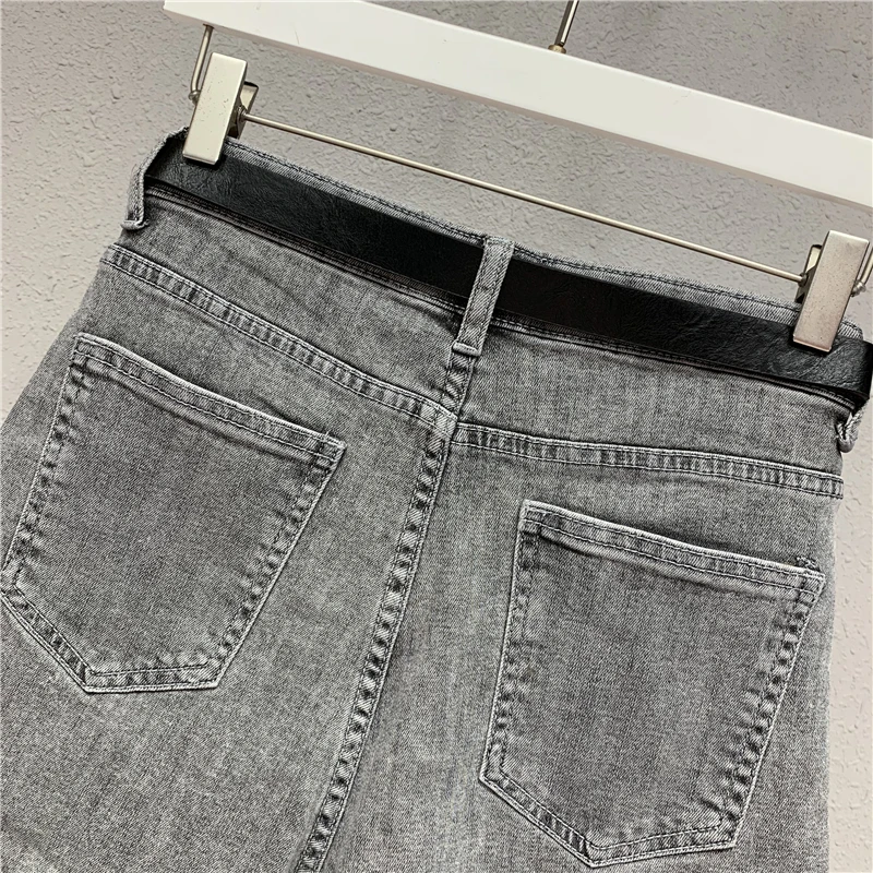 Отбеленные молнии Карманы Кнопка блестками промывают шорты для женщин прямой с высокой талией джинсы женские регулярные умягчитель в