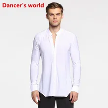 Пуговицы с длинным рукавом Мужские латинские рубашки Верх для танцев Бальные танцевальные костюмы Латинские танцевальные костюмы Сценическая одежда для мужчин Бальные костюмы