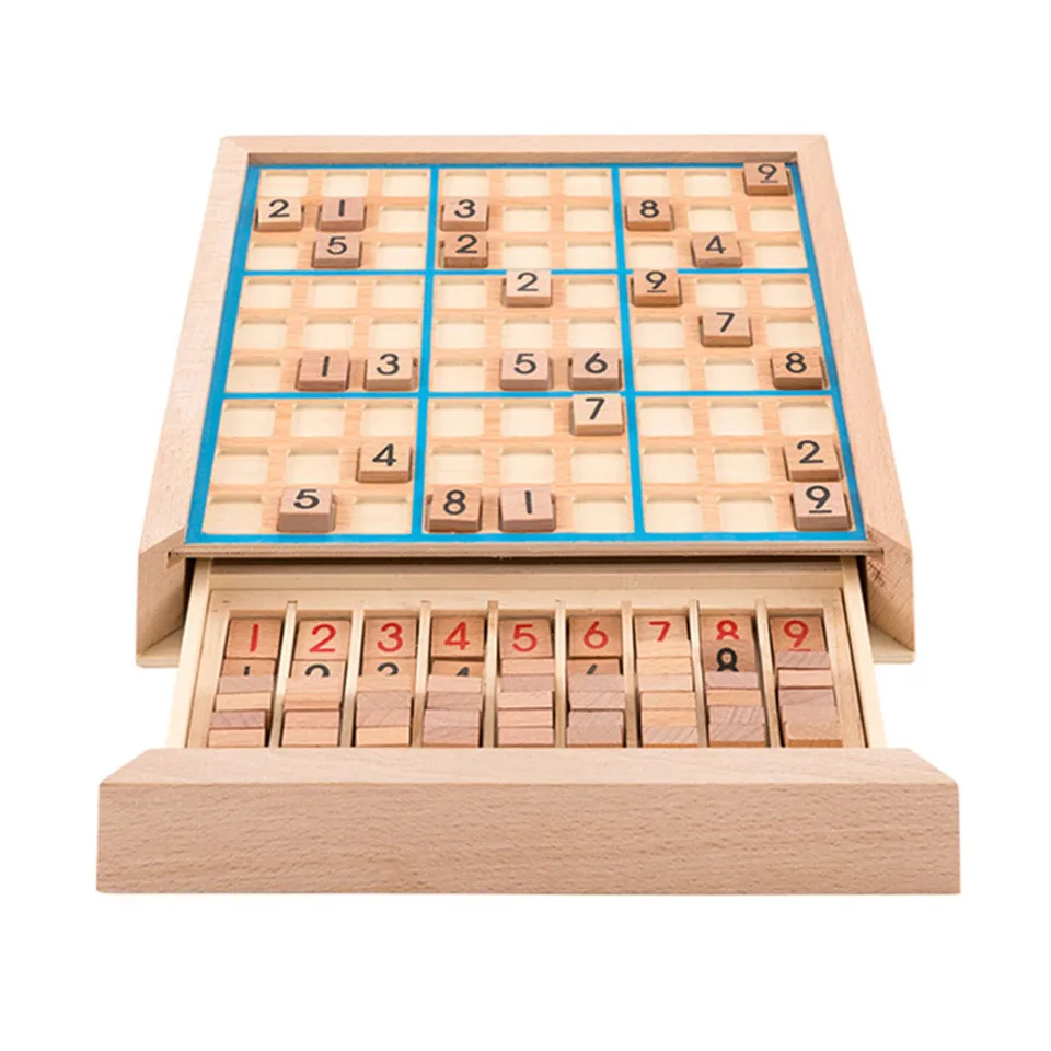 BSTFAMLY детская игра-головоломка супер шахматы из бука деревянная с выдвижным ящиком 23,5*23,5*5 см 81 шт./компл. настольная головоломка игры дети игрушка интересный подарок S03 - Цвет: Blue