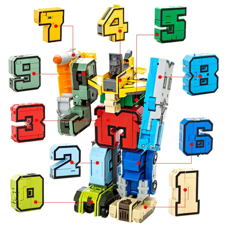15 шт. креативный DIY сборка обучающих блоков наборы экшн-фигурок Трансформация Номер робот деформация робот игрушка для детей