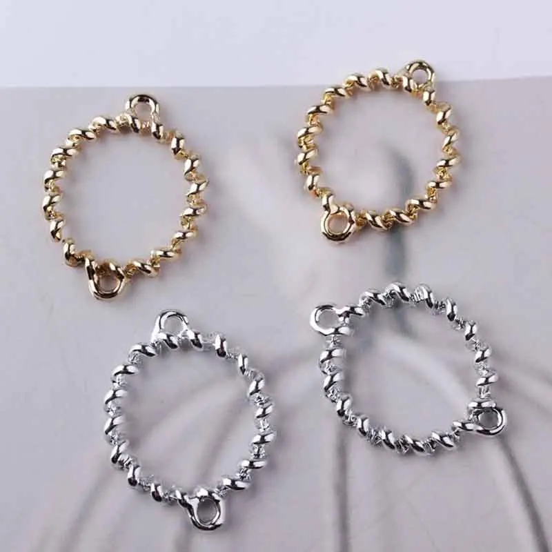 

10pcs/lot Pretty Gold Silver Color Round Metal Connectors 20x27mm Zinc Alloy Choker Earrings Pendants Charms DIY Jewelry Making