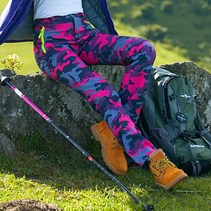 Women Thick Warm Hiking Pants Fleece Camouflage Outdoor Softshell Camping Climbing Trekking Winter Trousers Windproof Waterproof Women Thick Warm Hiking Pants Fleece Camouflage Outdoor Softshell Camping Climbing Trekking Winter Trousers Windproof Waterproof