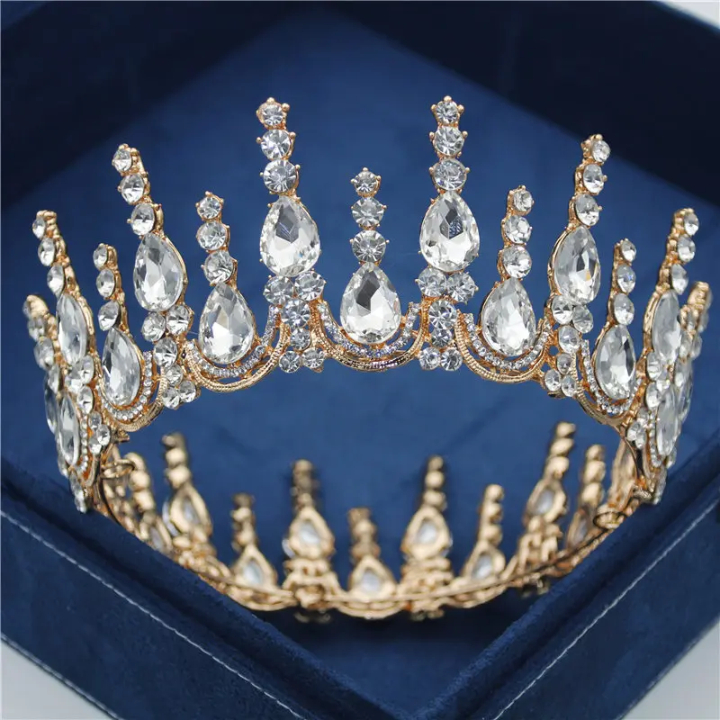 

Baroque Women Crown Bridal Tiaras and Crowns Pageant Diadem Queen King Bride Headpiece Wedding Hair Jewelry Accessories
