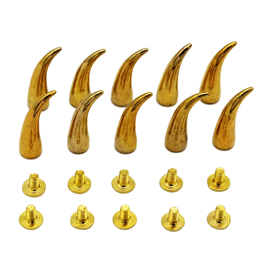 fityle 10 Sets 25mm Curved Cone Metal Studs Rivet for DIY Bag Clothes Shoes Leathercrafts Decoration