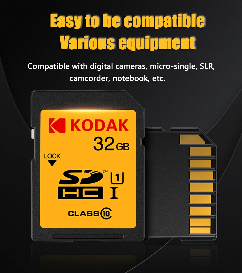 KODAK высоких Скорость карты памяти 32 ГБ 80 МБ/с. U1 SD карты Class10 16 GB 50 МБ/с. SDHC карты памяти для цифровых SLR/HD камера Tarjeta sd