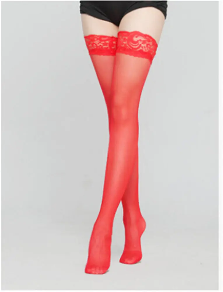 Пикантные женские Для женщин Sheer Lace Garter бедро высокие Hold-UPS колготки