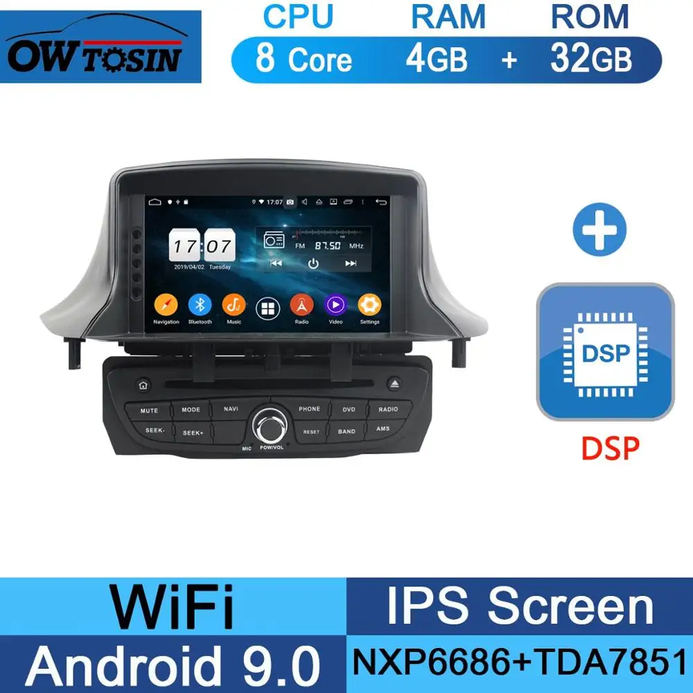 " ips 8Core 4G ram+ 64G rom Android 9,0 автомобильный dvd-плеер для Renault Megane III Fluence 2009- CarPlay Parrot BT Радио - Цвет: 32G DSP