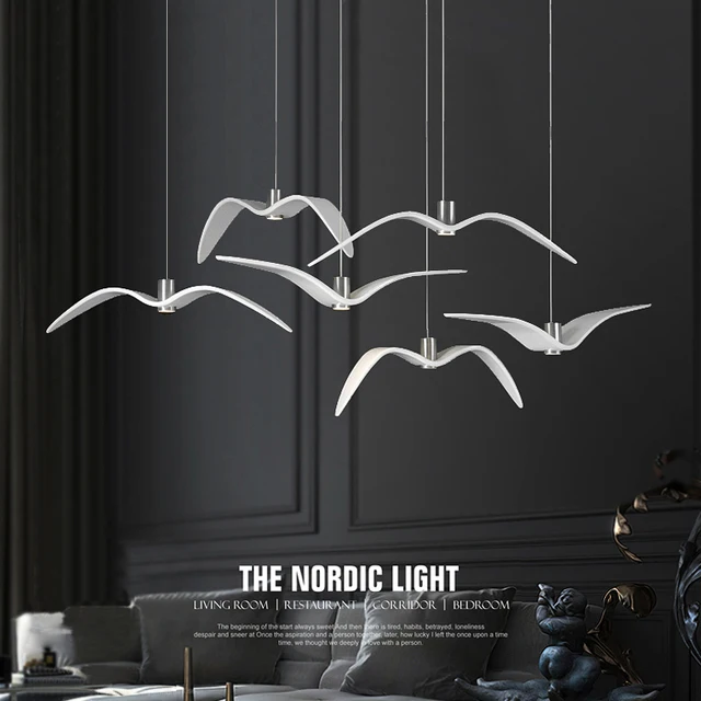 Cuisine Led Mouette Pendentif Noir Salle À Blanc Lampe Suspension Et Lumières Bar Luminaire Manger Créatif Luminaires CxodBe