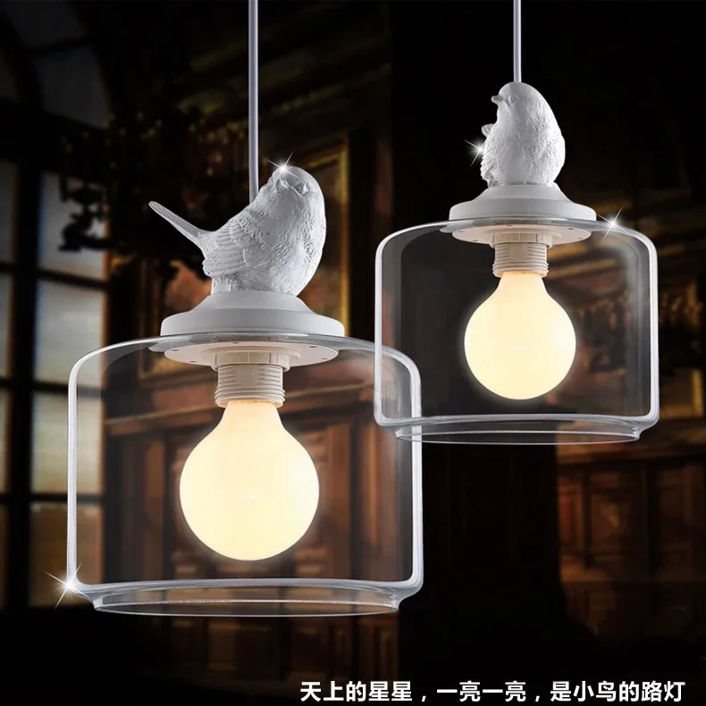 

European creative Bird chandelier LED lamps living room led chandelier E27 led light retro art glass led lustre chandeliers