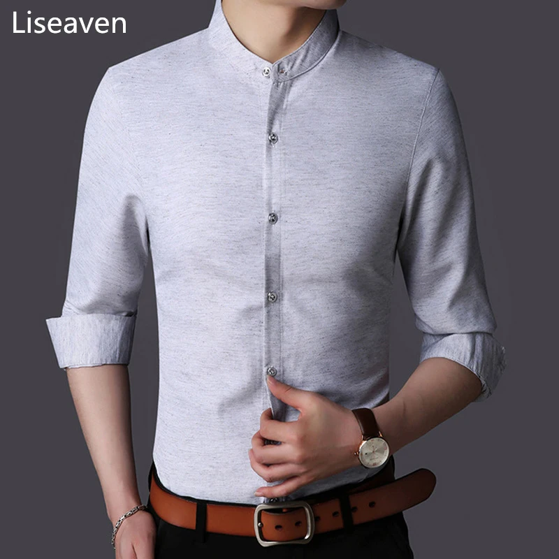 

Liseaven Men Long Shirt Brand Mens Clothing camisa masculina Slim Fit Long Sleeve Shirt Men's Casual Shirts
