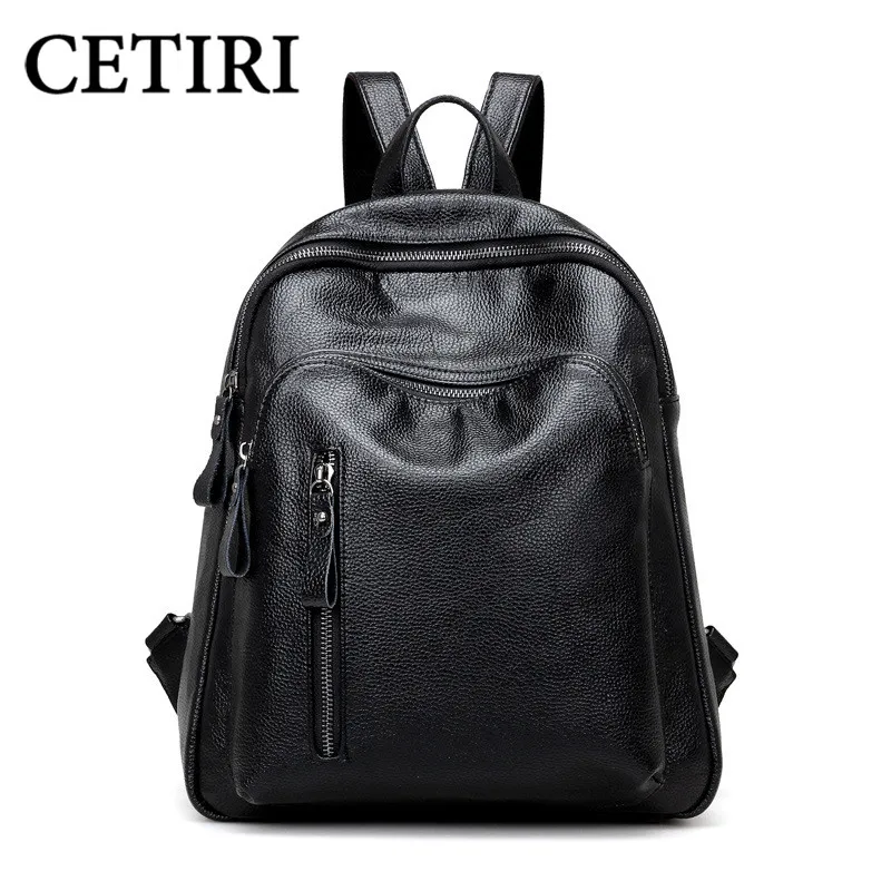 

CETIRI Small Lightweight Daypack Women Backpack Pu Leather bagpack Black School Bookbag For Girls Travel Backpack Solid Mochila