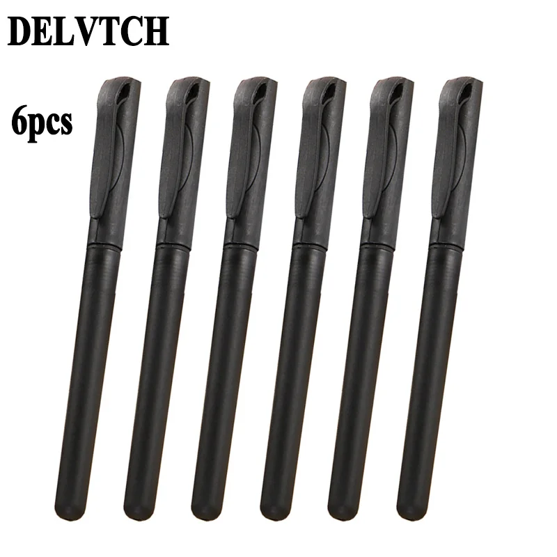 DELVTCH 6Pcs/set 0.5MM Black Matte Gel Pen Black/Blue/Red Refills Available School Office