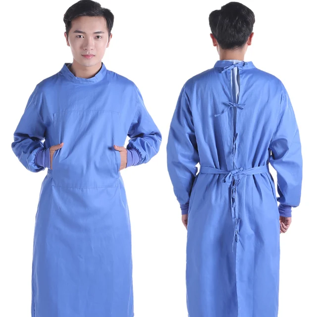 Unisex Doctors Operating Clothing Long 100 Cotton Wash Clothes Scrub Tops High Neck Surgical
