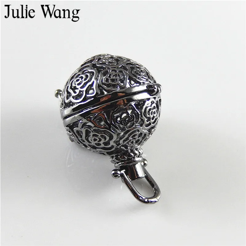 

Julie Wang 1pcs Alloy Gun Black Plum Flower Pattern Essential Oil Diffuser Locket Pendants DIY Perfume Jewelry Making Accessory