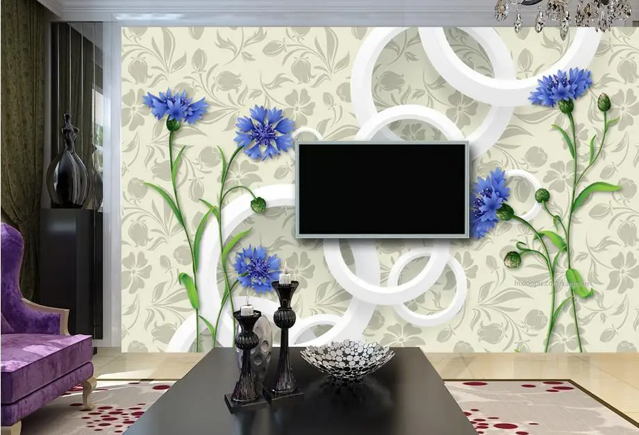 Настроить обои для стен 3 d синие цветы фото 3d настенные фрески гостиной|custom