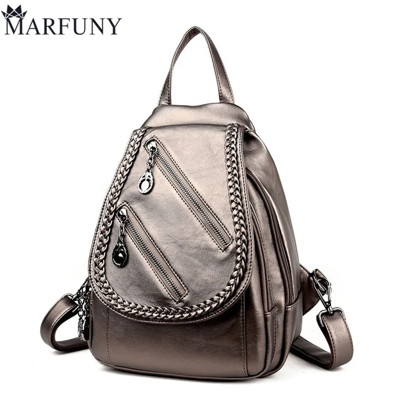 

Fashion Solid Women Backpack High Quality Leather Backpack Female Daily Backpack For Teenage Girls Schoolbag Leisure Daypack Sac