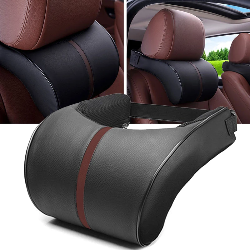 Buy 1PCS PU Leather Auto Car Neck Pillow Memory Foam